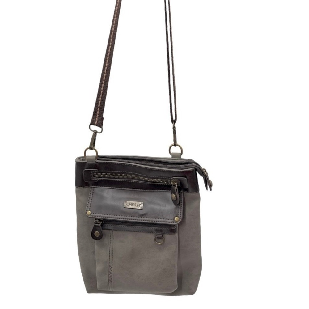 Chala Gemini‎ Crossbody Bag Brown Canvas Detachable Mini Pouch